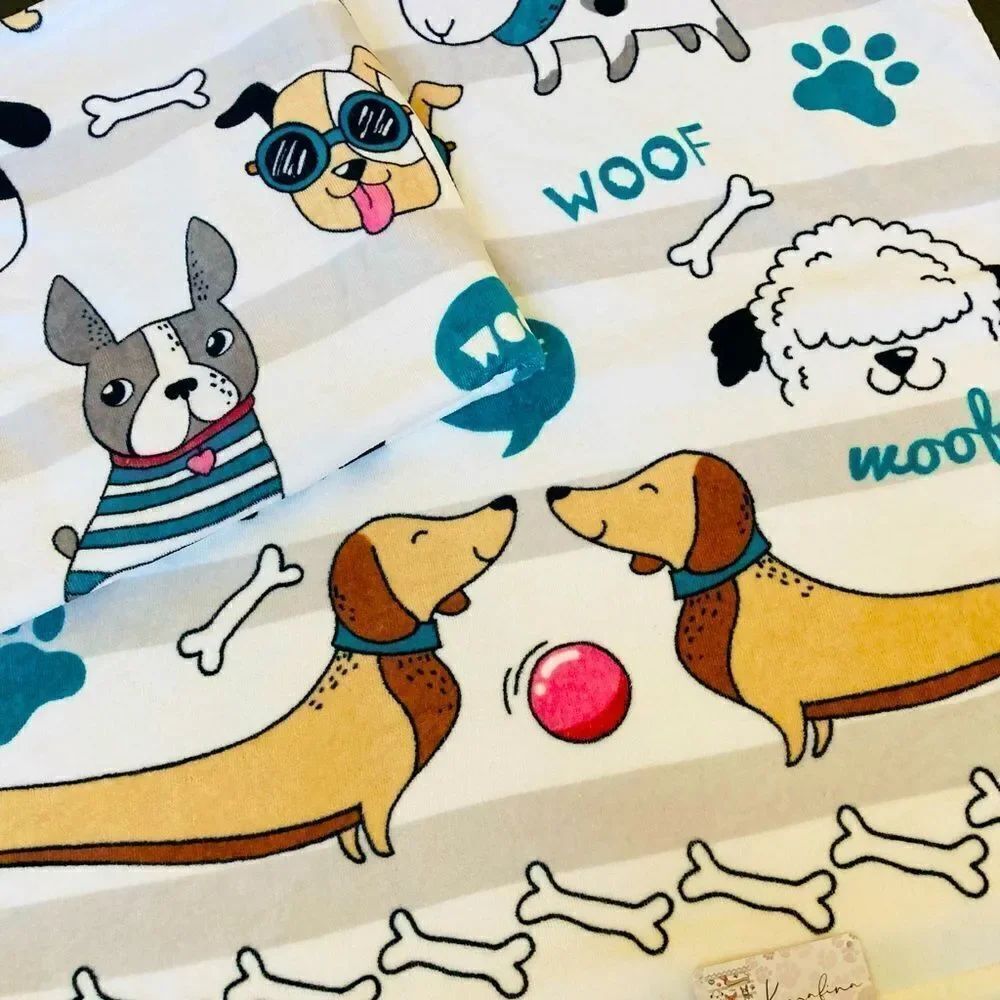 Playful Pups Woof 2-pc Dog Paw Print Bath Towels Set